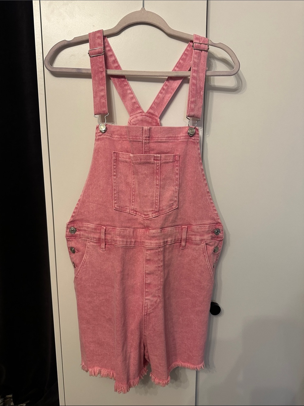 Pink Lily Rose Pink Denim Short Overalls